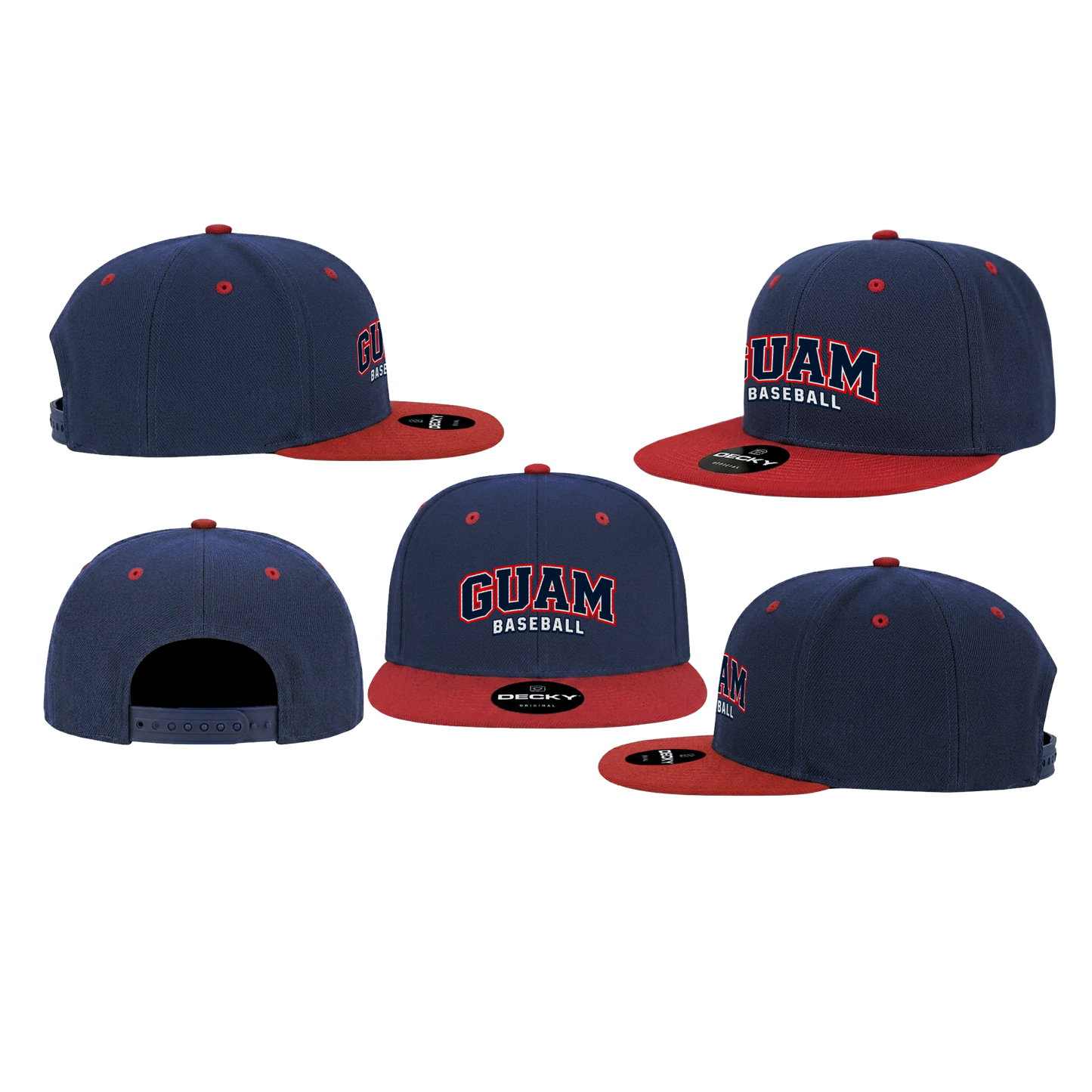 GUAM LITTLE LEAGUE Youth Snap Back Hat (Navy Blue & Red - Guam Baseball)
