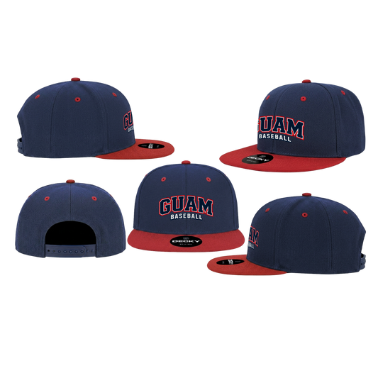 GUAM LITTLE LEAGUE Youth Snap Back Hat (Navy Blue & Red - Guam Baseball)