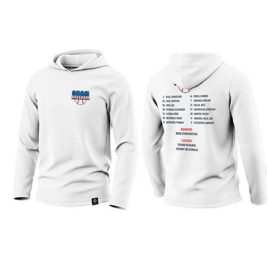 GUAM LITTLE LEAGUE Sublimated Men's Long Sleeve w/ Hood (Rosters - White)