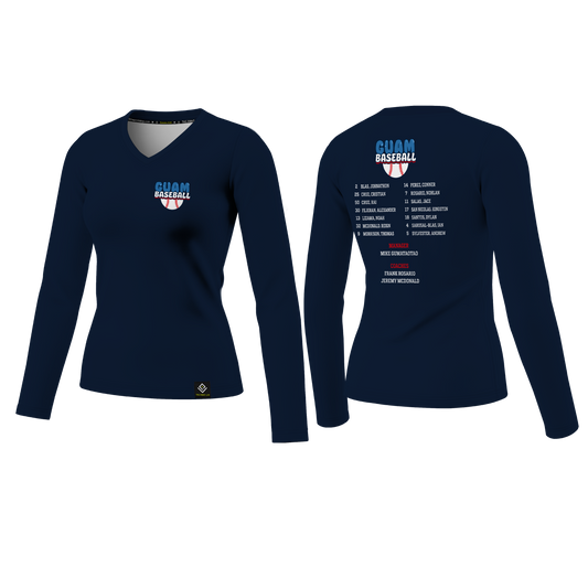 GUAM LITTLE LEAGUE Sublimated Women's Long Sleeve (Rosters - Navy Blue)