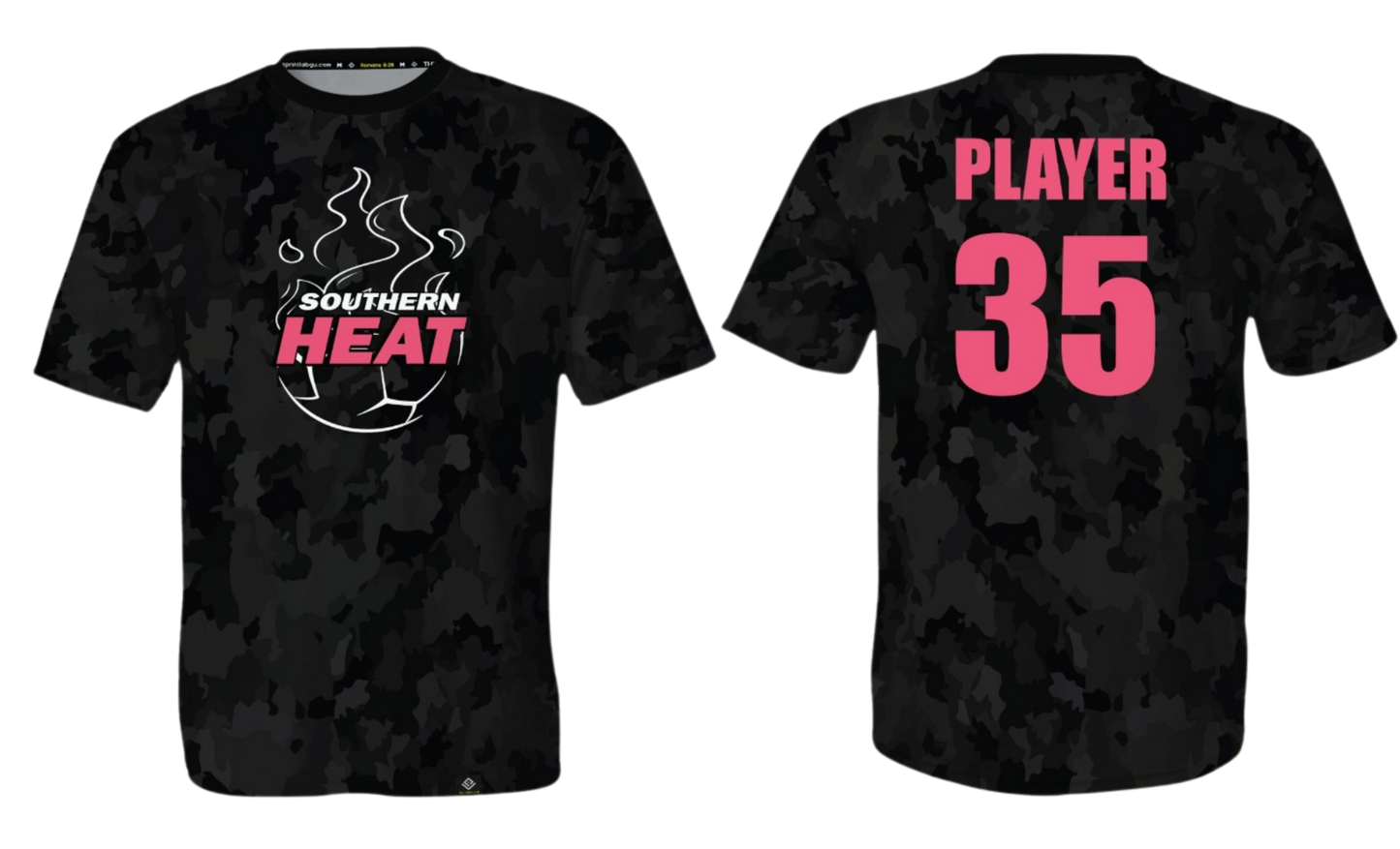 SOUTHERN HEAT SOCCER Sublimated Men's T-shirt (Black Camo - Pink)