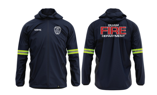 GUAM FIRE DEPARTMENT Sublimated Windbreaker Jacket with Yellow Reflectors on Sleeves