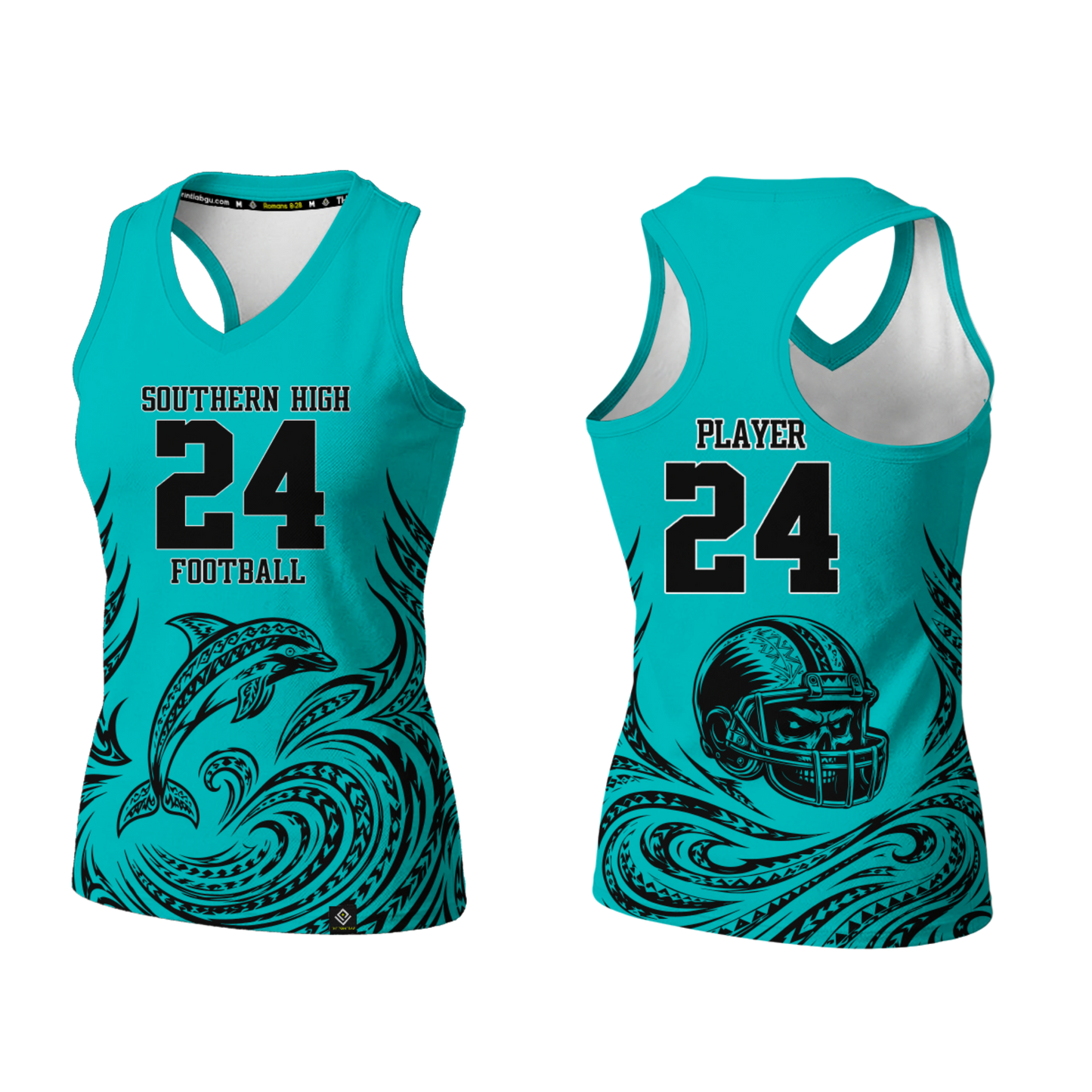 SOUTHERN HIGH FOOTBALL Sublimated Women's Racerback (Teal)