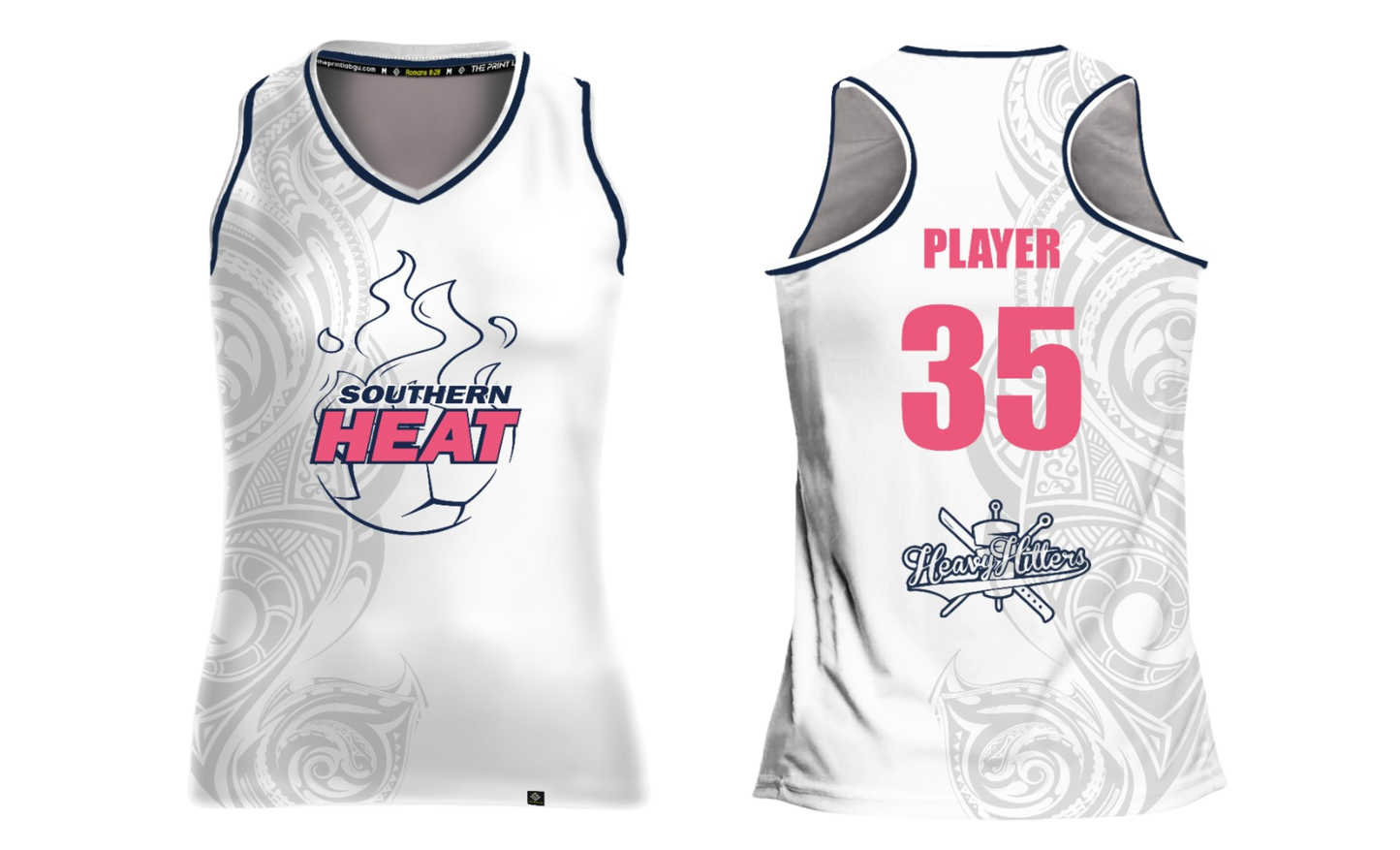 SOUTHERN HEAT SOCCER Sublimated Women's Racer Back (White - Pink)
