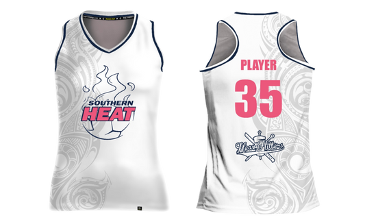 SOUTHERN HEAT SOCCER Sublimated Women's Racer Back (White - Pink)