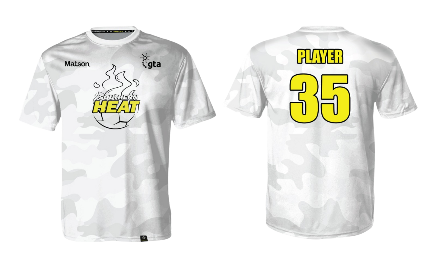 SOUTHERN HEAT SOCCER Sublimated Men's T-shirt (White-Yellow)