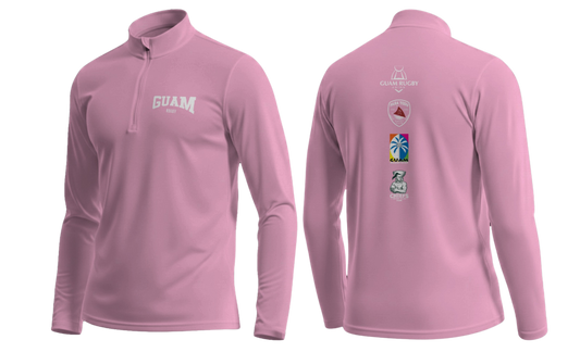 GUAM RUGBY Men's Quarter Zipper Long Sleeve (Pink)
