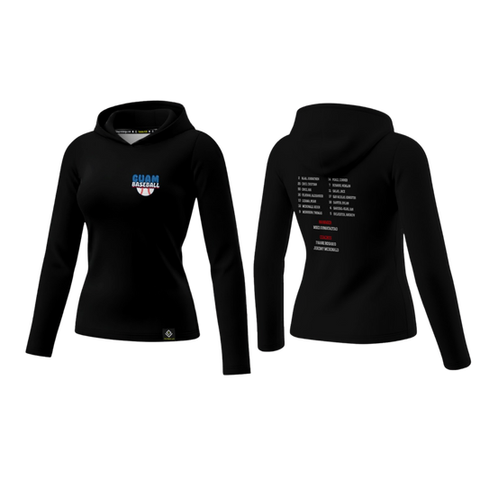 GUAM LITTLE LEAGUE Sublimated Women's Long Sleeve with Hood (Rosters - Black)