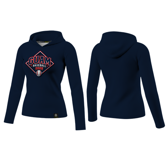GUAM LITTLE LEAGUE Sublimated Women's Long Sleeve with Hood (Front Logo - Blue)
