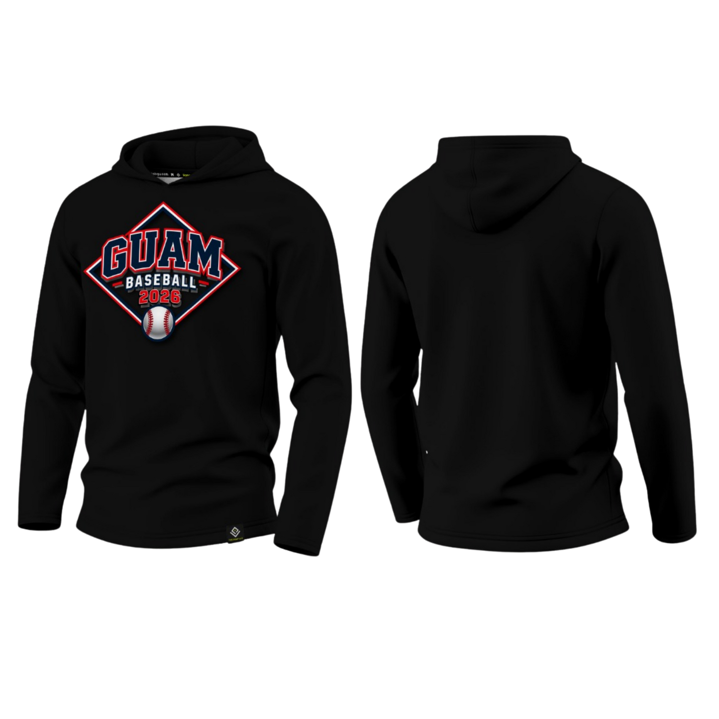 GUAM LITTLE LEAGUE Sublimated Men's Long Sleeve with Hood (Front Logo - Black)
