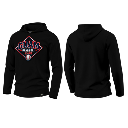 GUAM LITTLE LEAGUE Sublimated Men's Long Sleeve with Hood (Front Logo - Black)