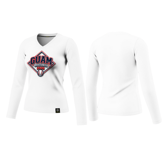 GUAM LITTLE LEAGUE Sublimated Women's Long Sleeve (Front Logo - White)