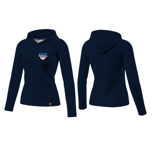 GUAM LITTLE LEAGUE Sublimated Women's Long Sleeve with Hood (Crest Logo - Blue)