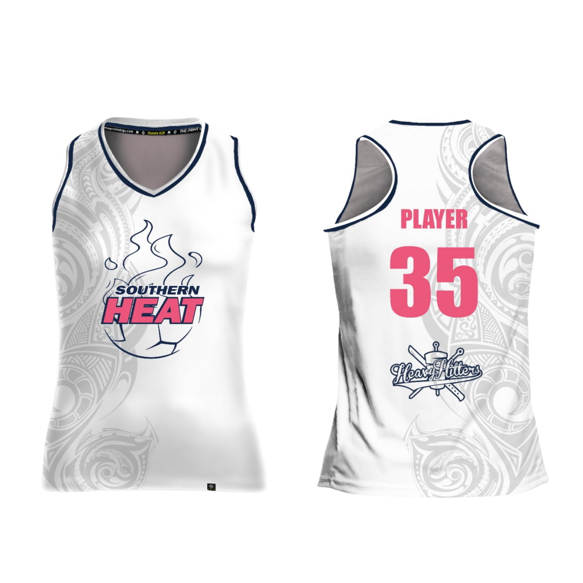 SOUTHERN HEAT SOCCER Sublimated Women's Racer Back (White - Pink)