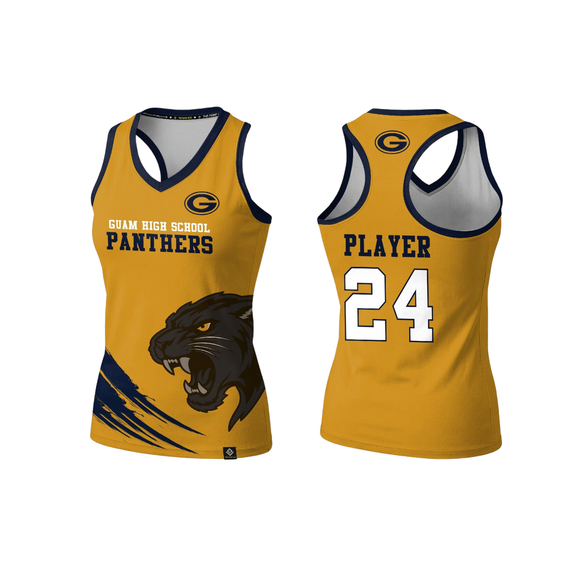 GUAM HIGHSCHOOL FOOTBALL Sublimated Women's Racerback (Yellow)