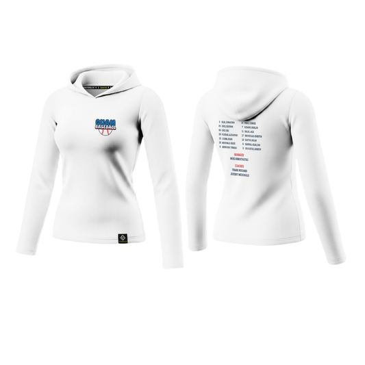 GUAM LITTLE LEAGUE Sublimated Women's Long Sleeve with Hood (Rosters - White)