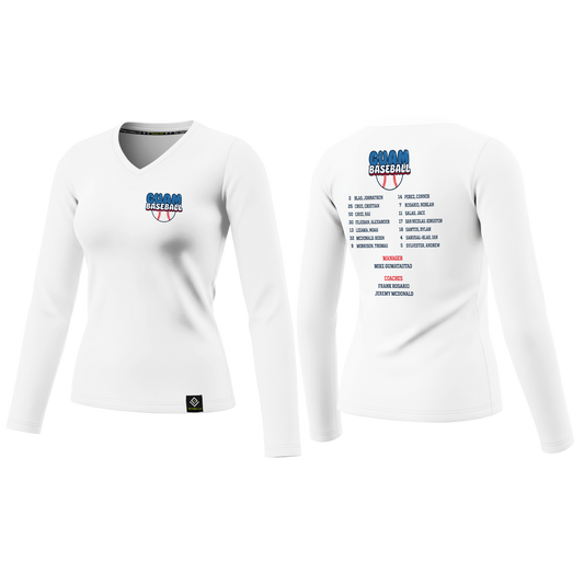 GUAM LITTLE LEAGUE Sublimated Women's Long Sleeve (Rosters - White)
