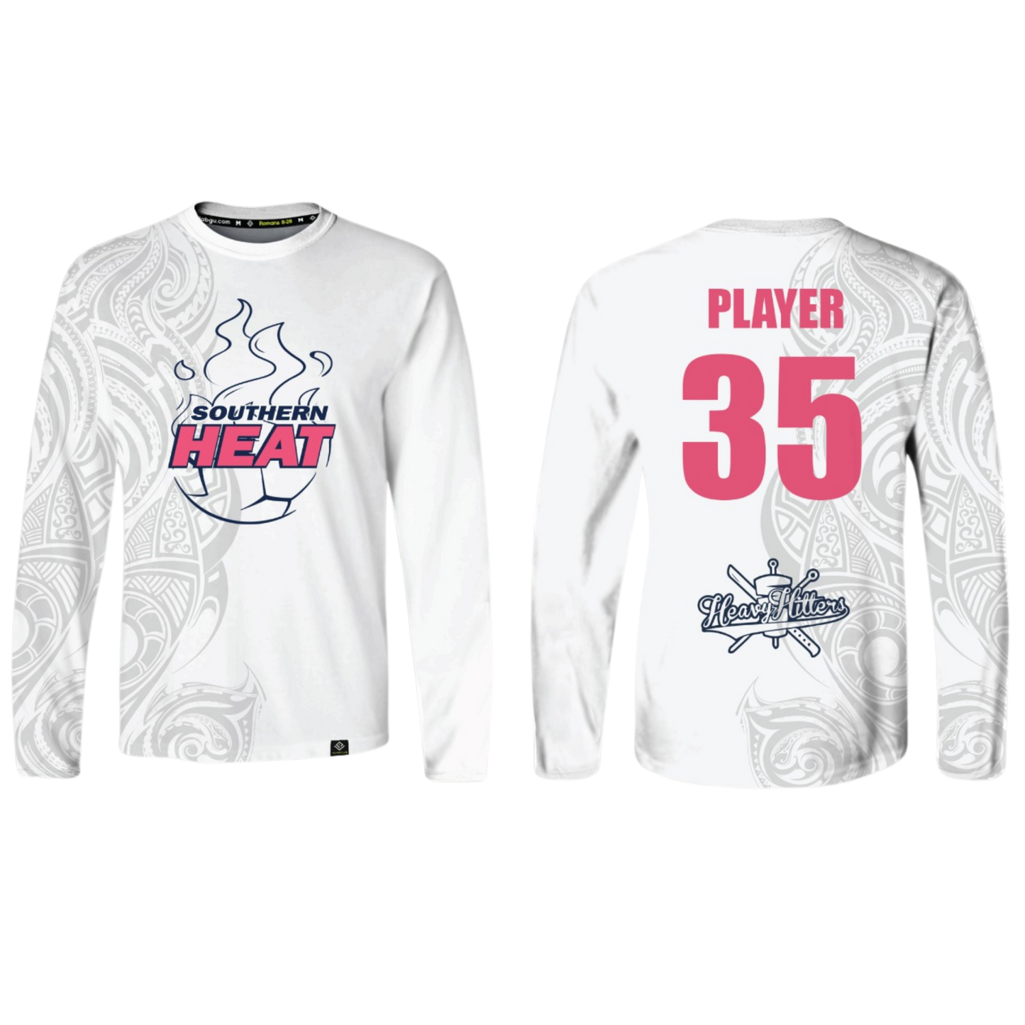 SOUTHERN HEAT SOCCER Sublimated Men's Long Sleeve (White - Pink)