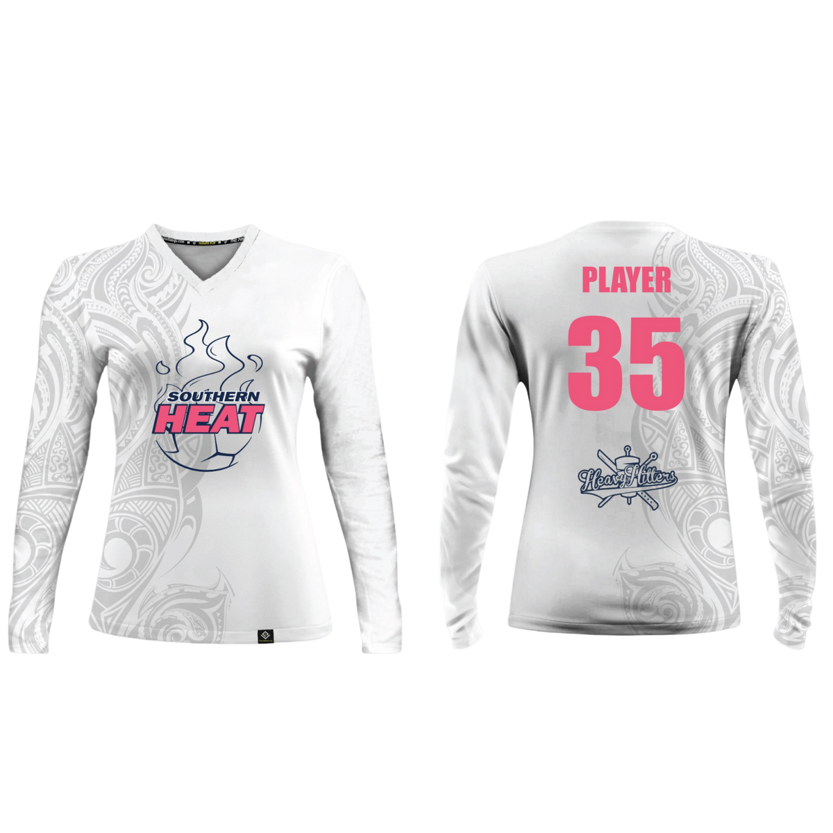 SOUTHERN HEAT SOCCER Sublimated Women's Long Sleeve (White - Pink)