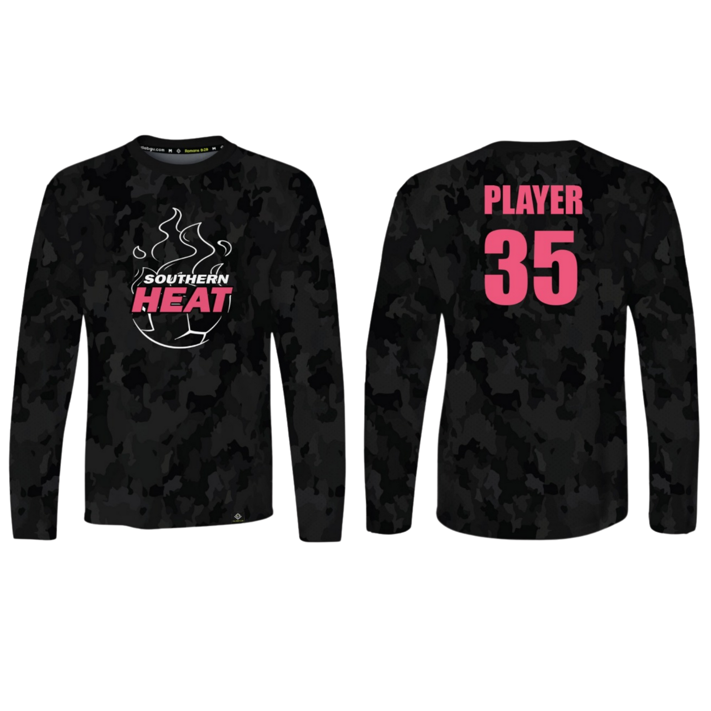 SOUTHERN HEAT SOCCER Sublimated Men's Long Sleeve (Black Camo - Pink)
