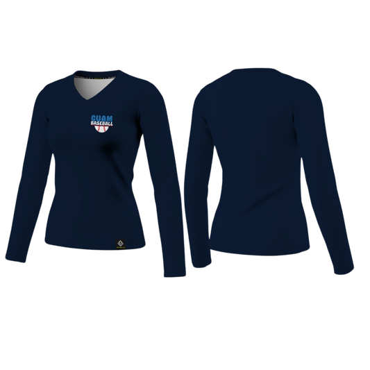 GUAM LITTLE LEAGUE Sublimated Women's Long Sleeve (Crest Logo - Blue)