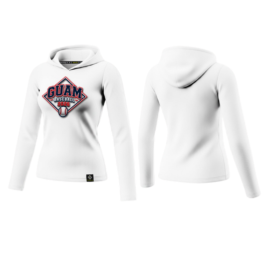 GUAM LITTLE LEAGUE Sublimated Women's Long Sleeve with Hood (Front Logo - White)