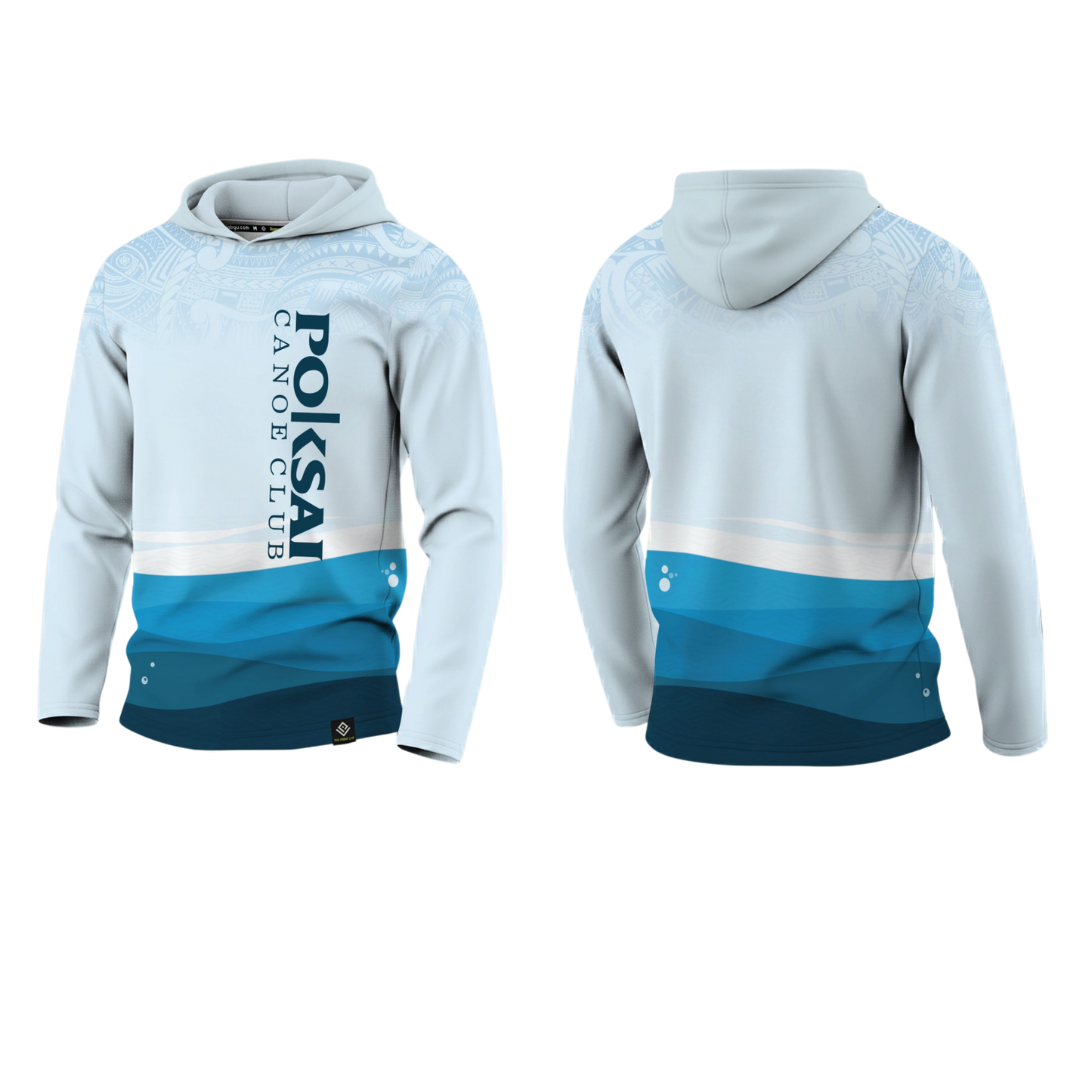 POKSAI CANOE Sublimated Men's Long Sleeve with Hood (Blue)
