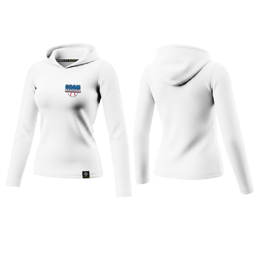 GUAM LITTLE LEAGUE Sublimated Women's Long Sleeve with Hood (Crest Logo - White)