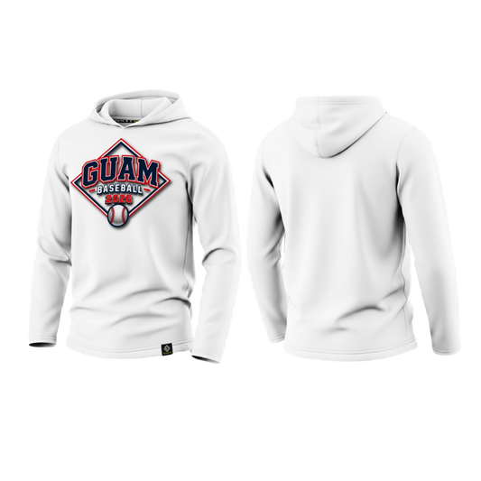 GUAM LITTLE LEAGUE Sublimated Men's Long Sleeve with Hood (Front Logo - White)