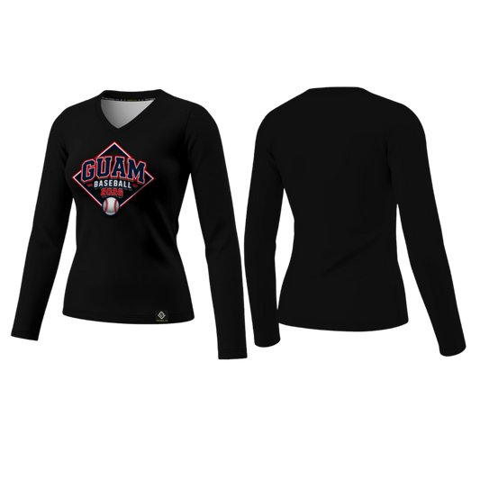 GUAM LITTLE LEAGUE Sublimated Women's Long Sleeve (Front Logo - Black)