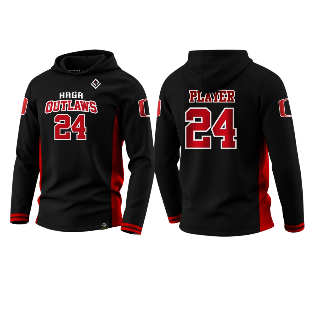 HAGA OUTLAWS Sublimated Men's Long Sleeve with Hood (Black)