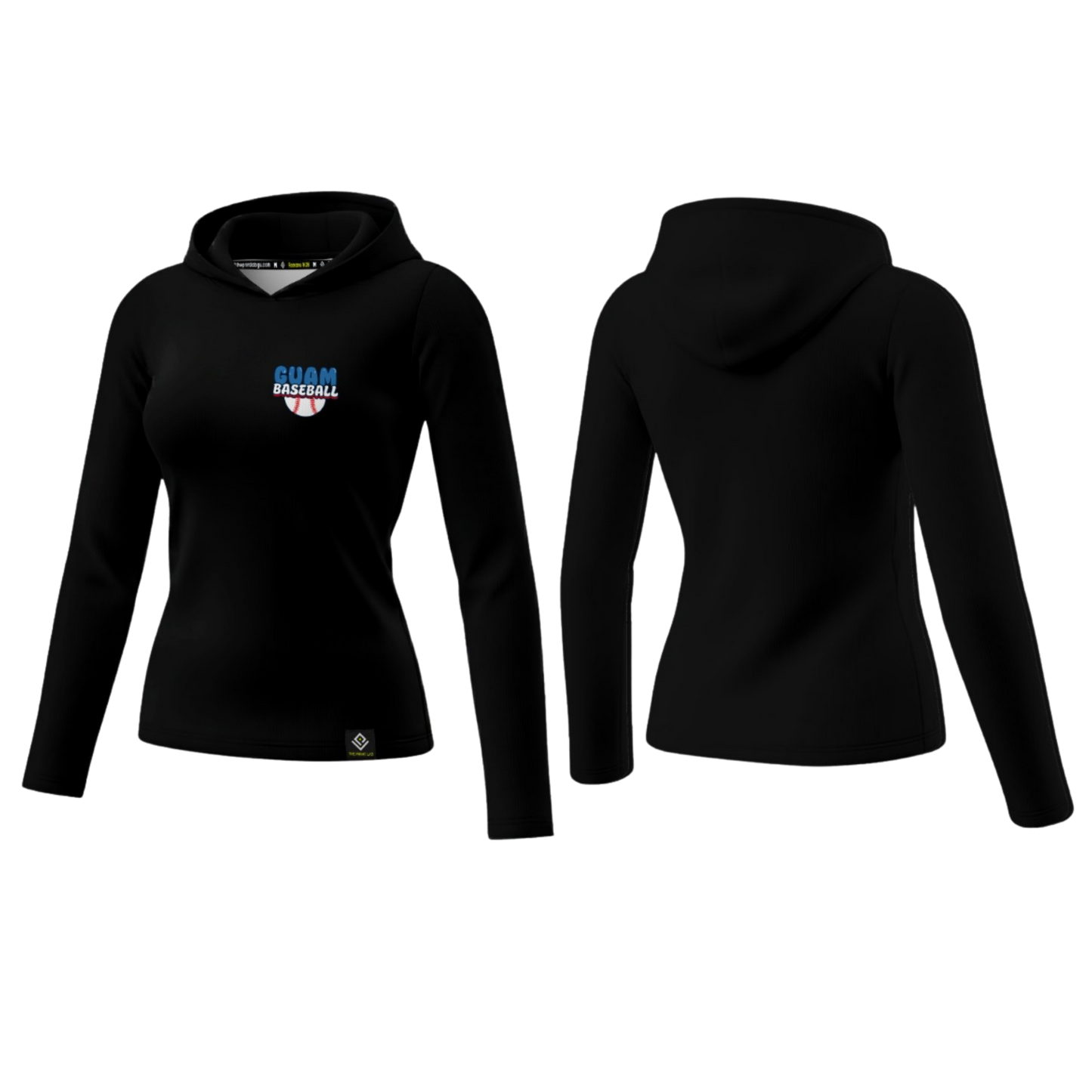 GUAM LITTLE LEAGUE Sublimated Women's Long Sleeve with Hood (Crest Logo - Black)