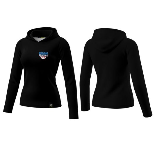 GUAM LITTLE LEAGUE Sublimated Women's Long Sleeve with Hood (Crest Logo - Black)