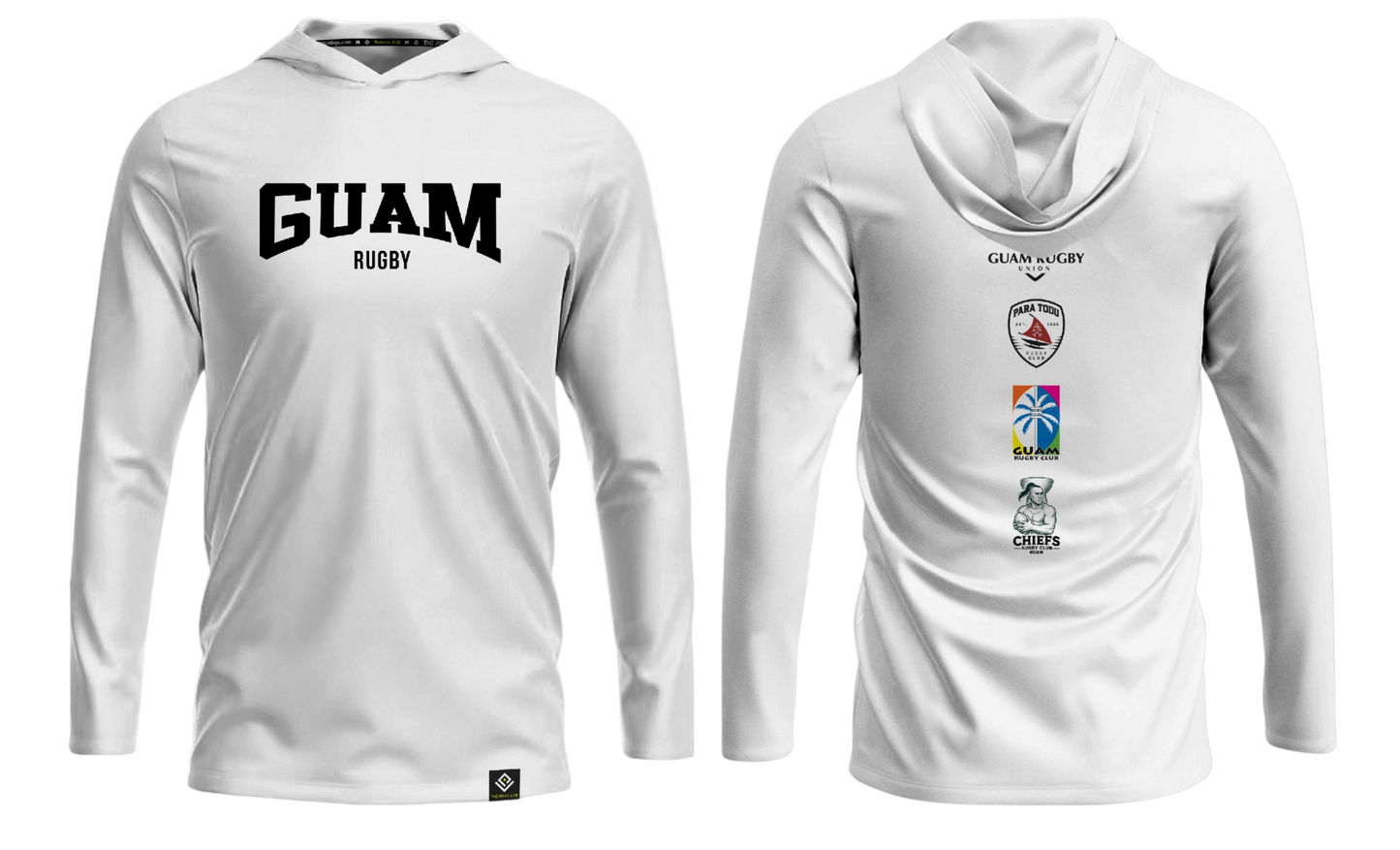 GUAM RUGBY Men's Long Sleeve with Hood (White)