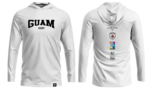 GUAM RUGBY Men's Long Sleeve with Hood (White)