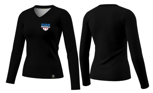 GUAM LITTLE LEAGUE Sublimated Women's Long Sleeve (Crest Logo - Black)