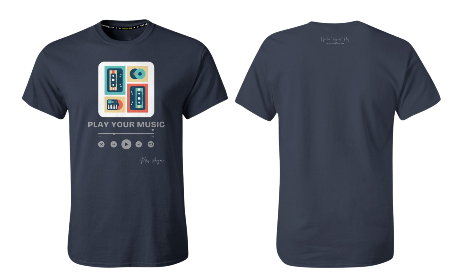 LYTELLTON PAGES & PLAY Screen Print T-shirt (Play Your Music - Navy Blue)