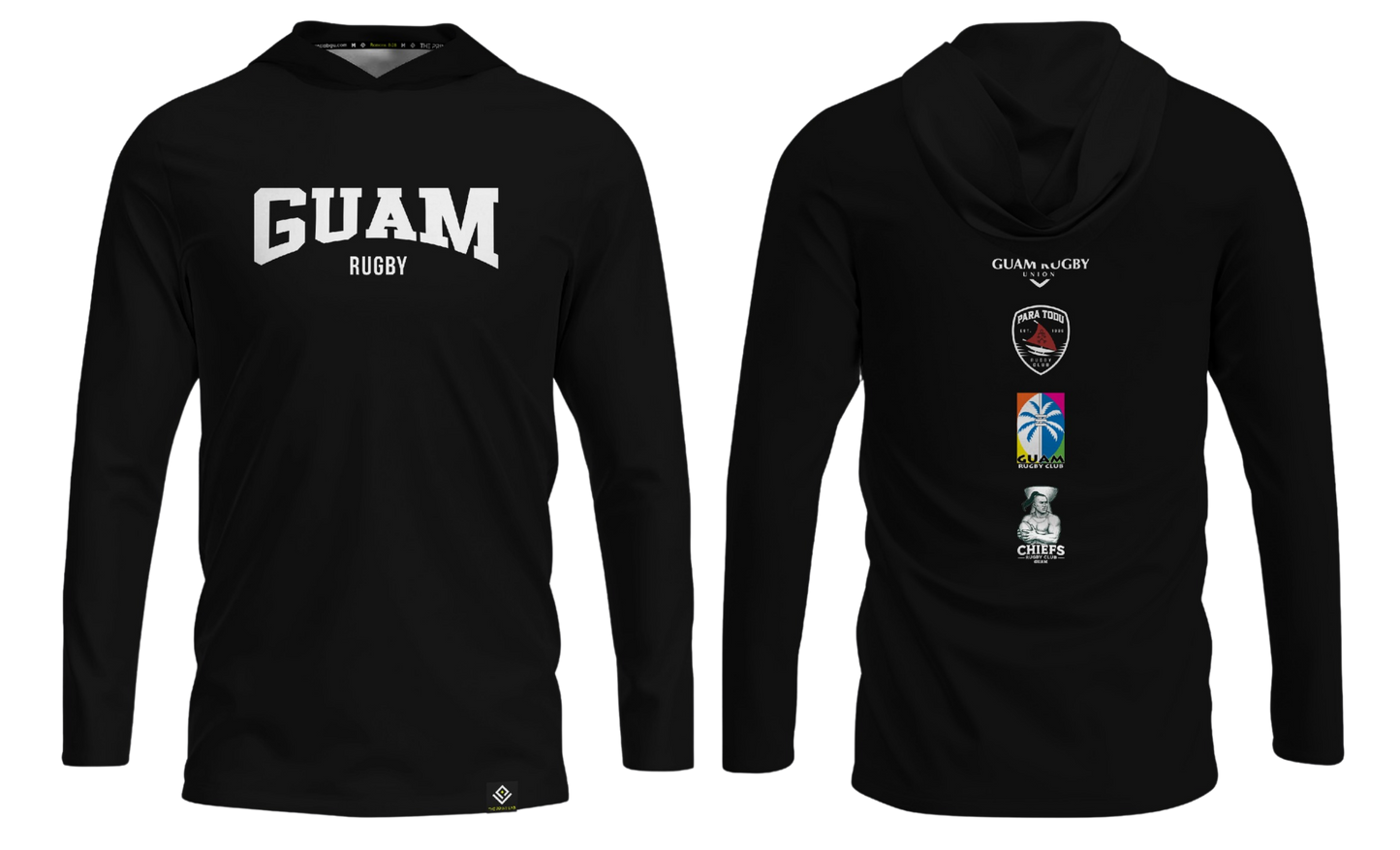 GUAM RUGBY Men's Long Sleeve with Hood (Black)