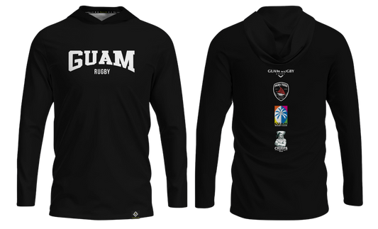 GUAM RUGBY Men's Long Sleeve with Hood (Black)