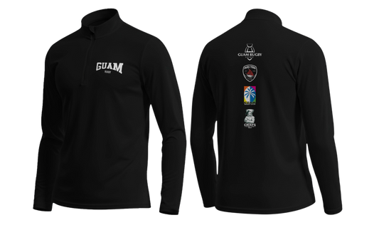 GUAM RUGBY Men's Quarter Zipper Long Sleeve (Black)